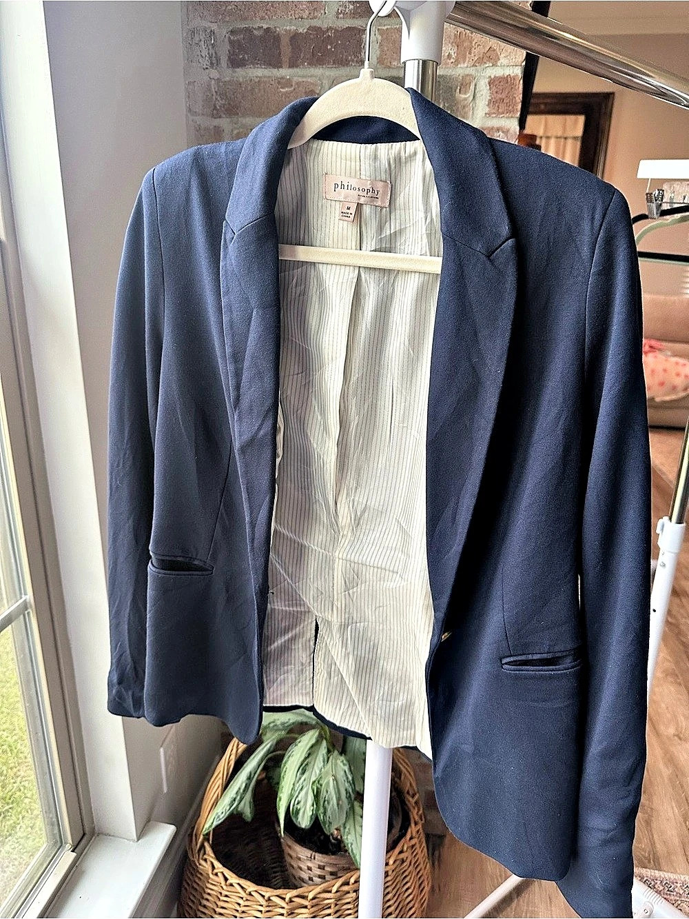 Philosophy Women's Striped Blazer Blue Size Medium